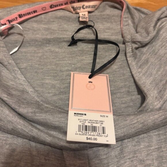 Juicy Couture Womens Juicy Couture 3/4 Sleeve Cross Front Top New with Tags Sz M - Picture 3 of 5